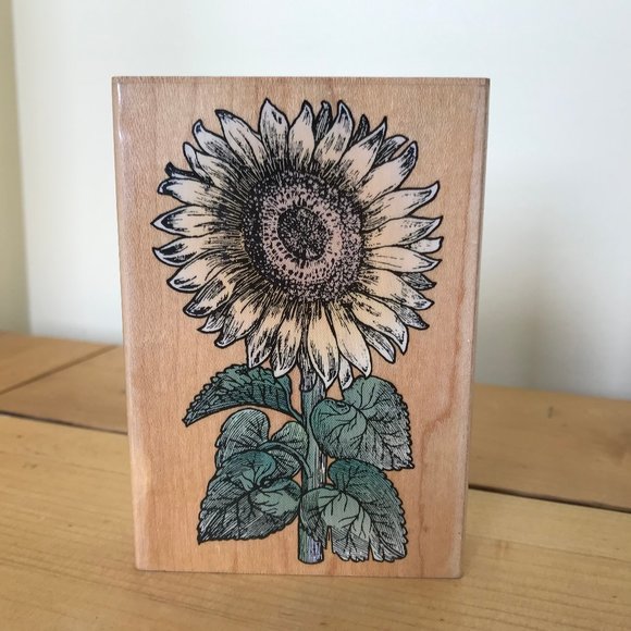 Hero Arts Sunflower Rubber Stamp 4" Large Flower Etching Scrapbooking - Picture 1 of 5